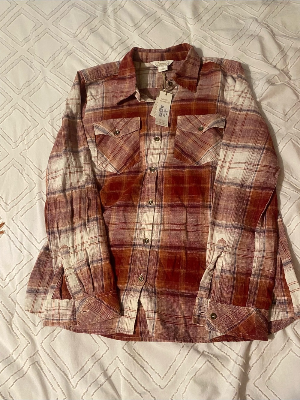 Natural Reflection Womens Red Plaid Flannel Shirt NWT